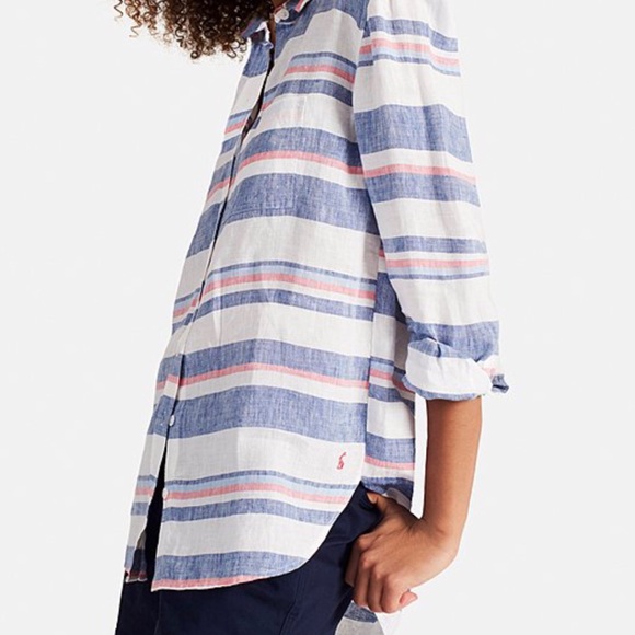 Joules Blue & Red Stripe Jeanne Button-Up - Picture 2 of 7